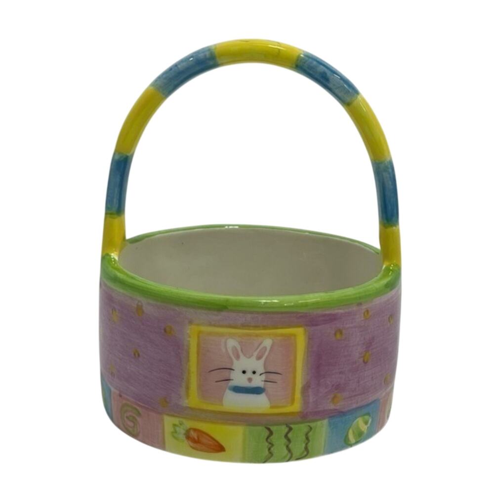Ceramic Easter Bunny Basket gift accent decor piece